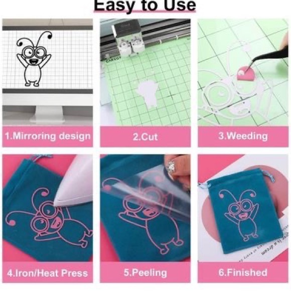 Premium PU Heat Transfer Vinyl (HTV) for T-Shirts 12"x10" 16 Assorted Sheets - Picture 6 of 7